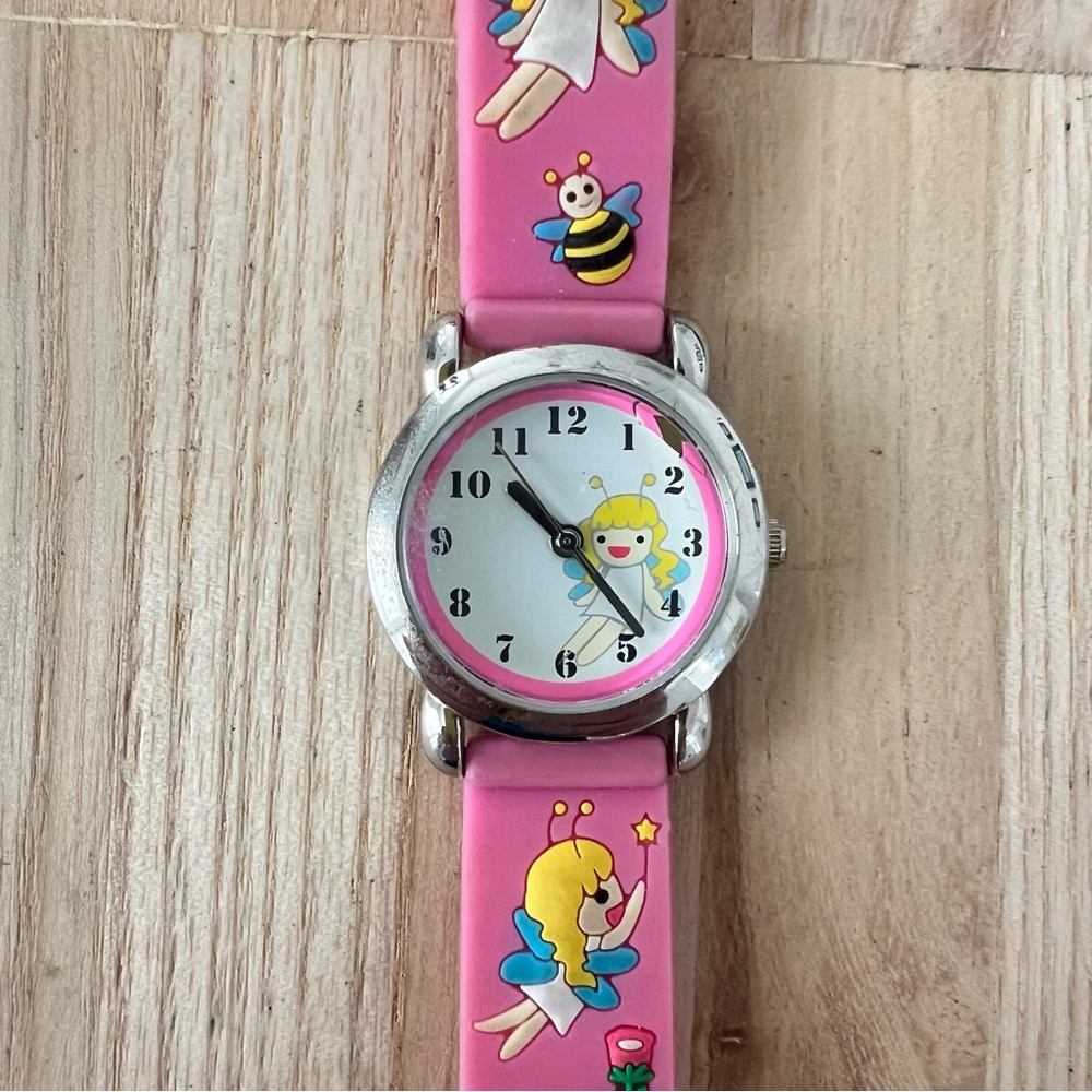 Unbranded kids fairies and bees pink fashion watch NEW BATTERY